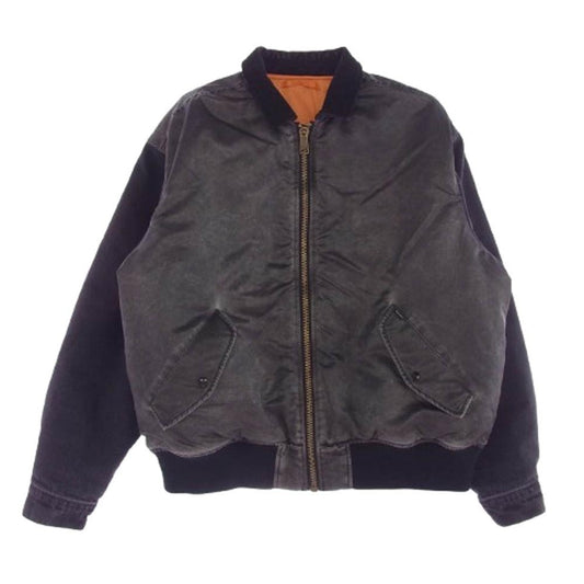 Supreme シュプリーム 23SS DENIM SLEEVE MA-1 デニム スリーブ ジャケット ブラック系 オレンジ系 L【中古】