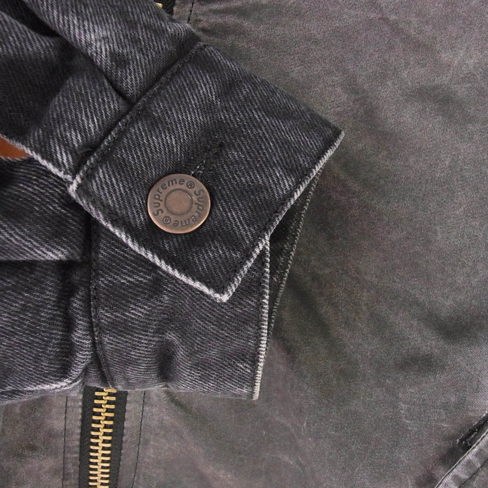 Supreme シュプリーム 23SS DENIM SLEEVE MA-1 デニム スリーブ ジャケット ブラック系 オレンジ系 L【中古】