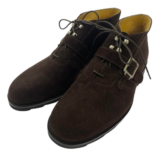 マルテガーニ モンクストラップ 内羽根 スエード シューズ ブラウン系 7【中古】