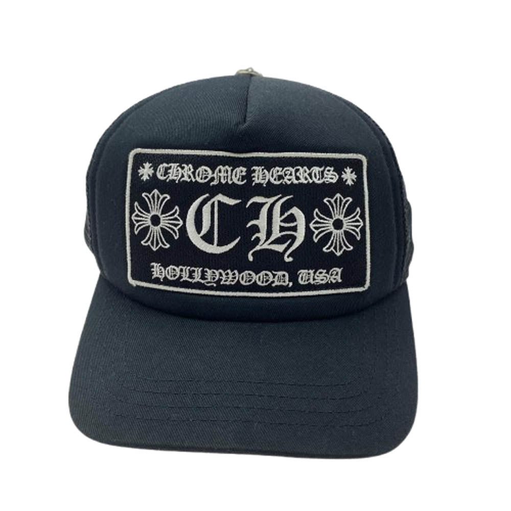 CHROME HEARTS クロムハーツ（原本無） 国内正規品 TRUCKER CAP クロスボール CH刺繍パッチ メッシュ トラッカーキャップ ブラック系【中古】