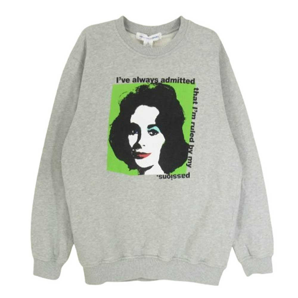 COMME des GARCONS コムデギャルソン 24SS FM-T028 SHIRT シャツ Andy Warhol アンディウォーホル エリザベステイラー クルーネック スウェット トレーナー グレー系 L【中古】