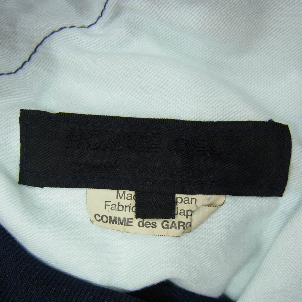 COMME des GARCONS HOMME DEUX コムデギャルソンオムドゥ 24SS AD2023 DM-P043 エステル加工糸 サージ製品染 ジップデザイン パンツ ネイビー系 XS【中古】