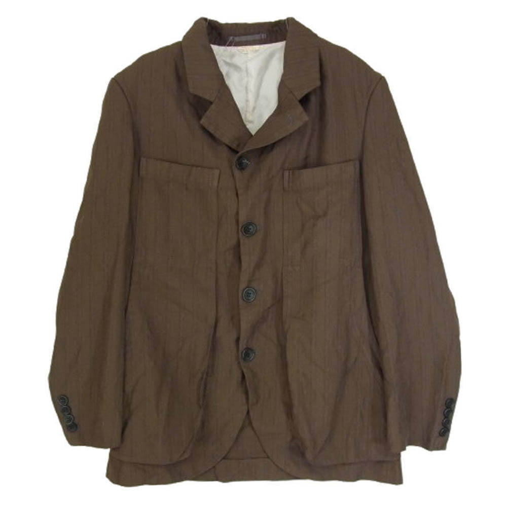 COMME des GARCONS HOMME DEUX コムデギャルソンオムドゥ AD2023 DM-J030 エステルカチオン染 ストライプ ジャケット ブラウン系 S【中古】