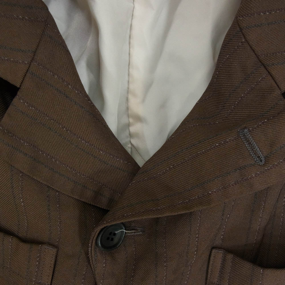 COMME des GARCONS HOMME DEUX コムデギャルソンオムドゥ AD2023 DM-J030 エステルカチオン染 ストライプ ジャケット ブラウン系 S【中古】