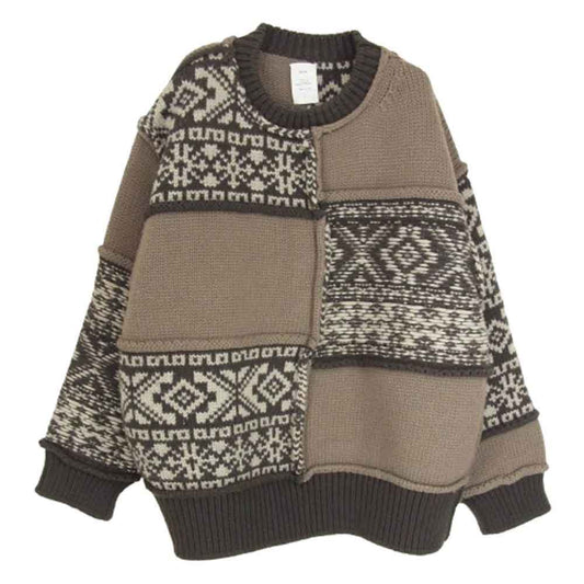ネーム 20AW NMKN-20AW-001 ノルディック パッチ ワーク ウール ニット ブラウン系 1【中古】