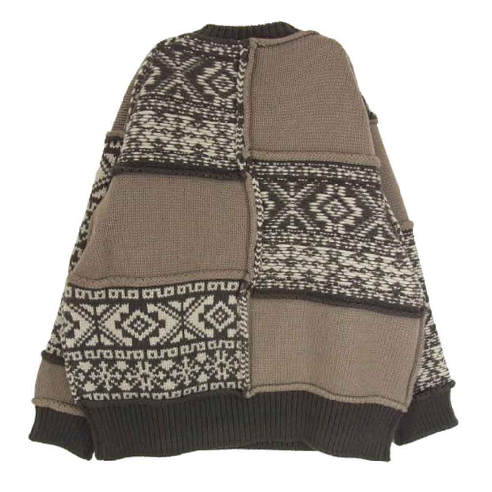 ネーム 20AW NMKN-20AW-001 ノルディック パッチ ワーク ウール ニット ブラウン系 1【中古】