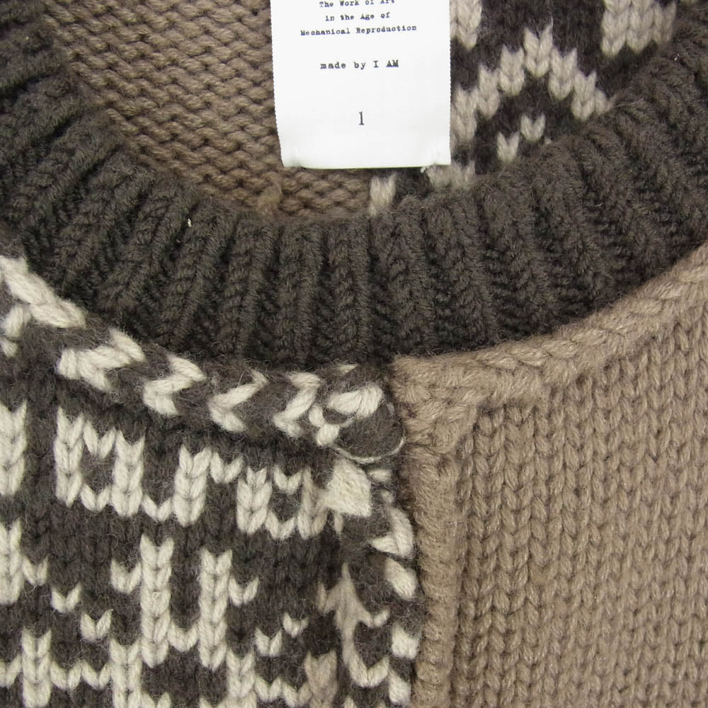 ネーム 20AW NMKN-20AW-001 ノルディック パッチ ワーク ウール ニット ブラウン系 1【中古】