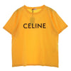 CELINE セリーヌ コットン ジャージー ロゴ プリント ルーズ Tシャツ イエロー系 L【極上美品】【中古】