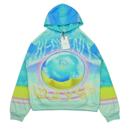 CELINE セリーヌ 22SS 2Y698468Q Marcelo Lavin HEAVENLY DAYS Loose Hoodie with Print in Cotton Fleece マルセロラヴィン ヘヴンリーデイズ コットン フリース プリント ルーズ フーディ プルオーバー パーカー マルチカラー系 ライトブルー系 XL【極上美品】【中古】