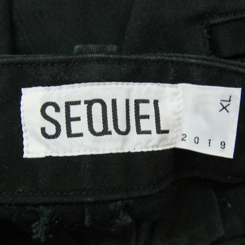 SEQUEL シークエル ロールアップ ロゴプリント パンツ ブラック系 XL【中古】