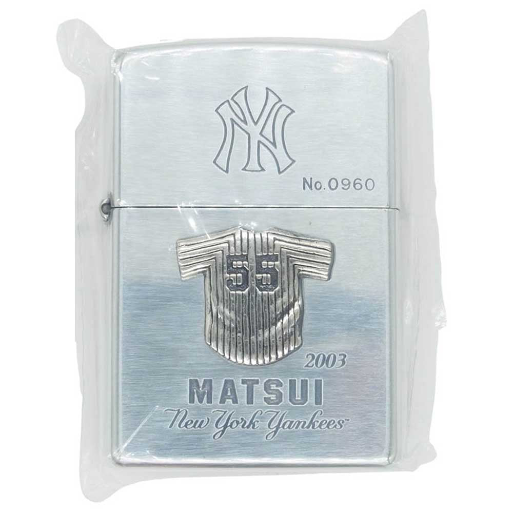 ZIPPO ジッポ 2003年製 NEWYORK YANKEES ニューヨークヤンキース 55 MATSUI HIDEKI 松井秀喜 ZIPPO ジッポライター シルバー系【新古品】【未使用】【中古】