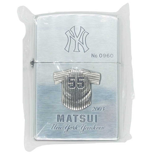 ZIPPO ジッポ 2003年製 NEWYORK YANKEES ニューヨークヤンキース 55 MATSUI HIDEKI 松井秀喜 ZIPPO ジッポライター シルバー系【新古品】【未使用】【中古】