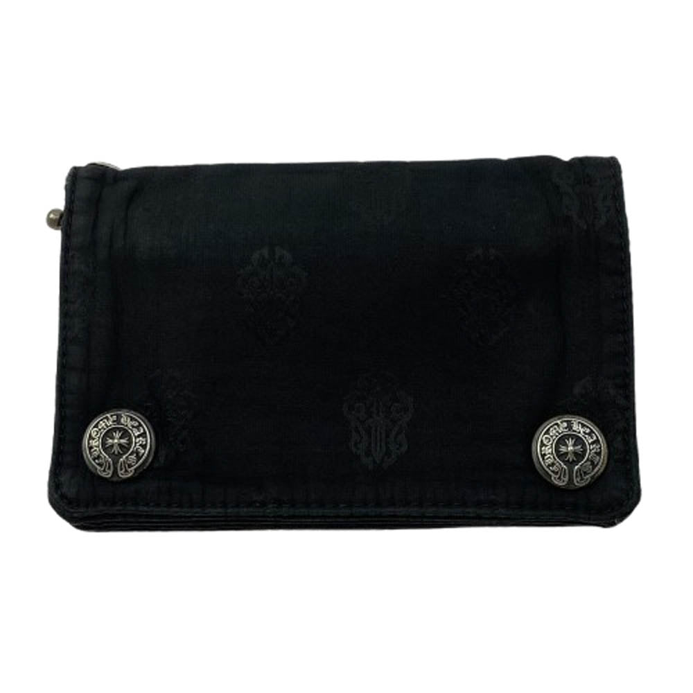 CHROME HEARTS クロムハーツ（原本無） 2ZIP 2ジップ クロスボールボタンナイロンウォレット ブラック系【中古】