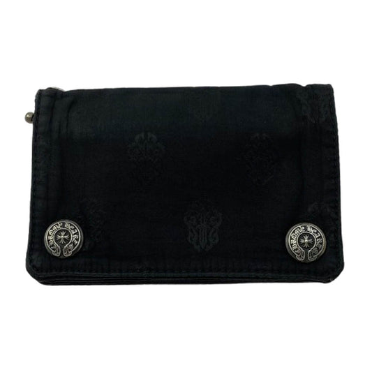 CHROME HEARTS クロムハーツ（原本無） 2ZIP 2ジップ クロスボールボタンナイロンウォレット ブラック系【中古】