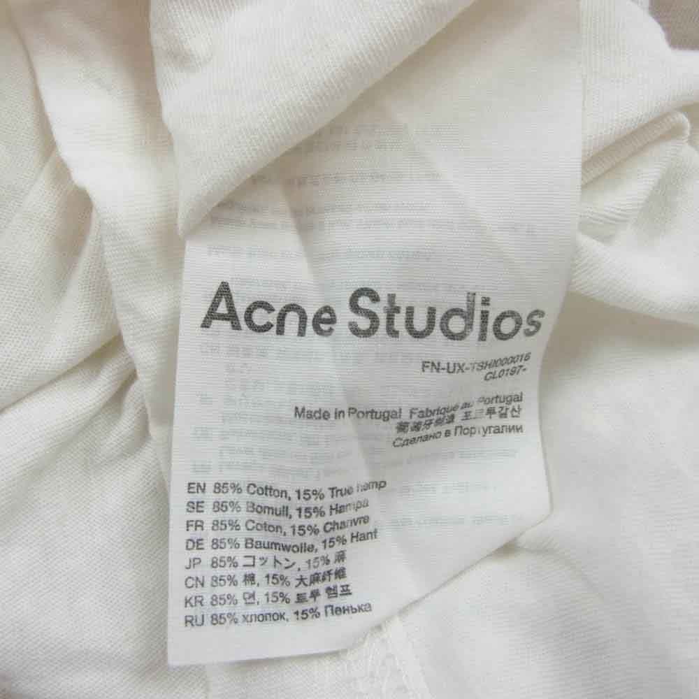 ACNE STUDIOS アクネストゥディオズ 24SS FN-UX-TSHI000016 STOCKHOLM 1996 LOGO T-SHIRT RELAXED FIT ダメージ加工 ロゴプリント 長袖カットソー ホワイト系 S【中古】