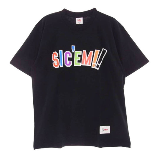 Supreme シュプリーム 21AW DZ5485-402 × WTAPS Sic'em! Tee ダブルタップス シッケム ロゴプリント 半袖 Tシャツ ブラック系 M【極上美品】【中古】