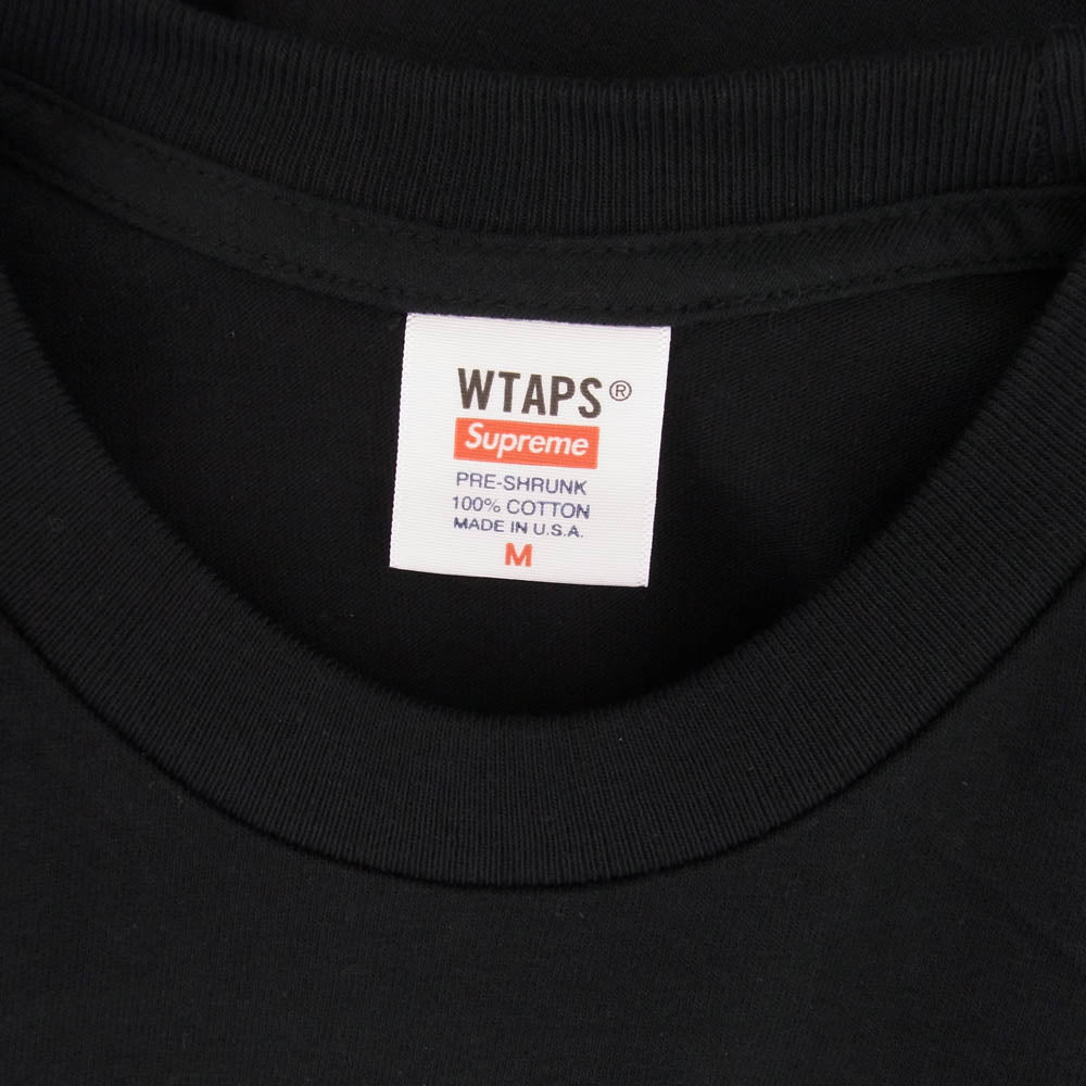 Supreme シュプリーム 21AW DZ5485-402 × WTAPS Sic'em! Tee ダブルタップス シッケム ロゴプリント 半袖 Tシャツ ブラック系 M【極上美品】【中古】