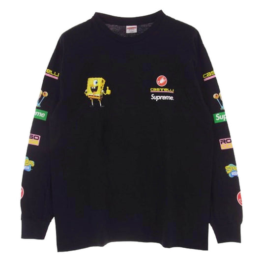 Supreme シュプリーム 25SS × SpongeBob Castelli Racing L/S Tee スポンジボブ レーシング 長袖 カットソー ロングスリーブＴシャツ ブラック系 M【新古品】【未使用】【中古】