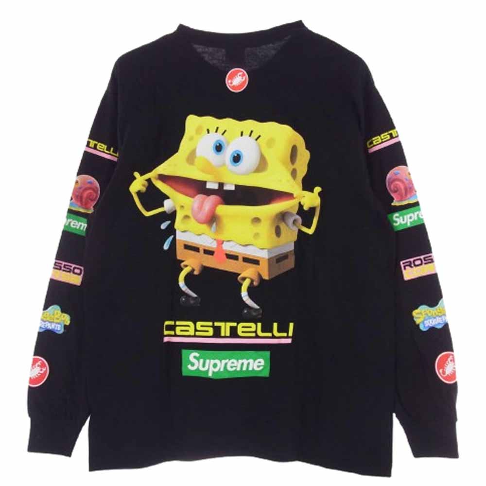 Supreme シュプリーム 25SS × SpongeBob Castelli Racing L/S Tee スポンジボブ レーシング 長袖 カットソー ロングスリーブＴシャツ ブラック系 M【新古品】【未使用】【中古】