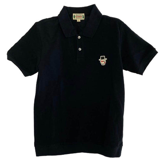 WACKO MARIA ワコマリア S/S POLO SHIRT ハット ハートアイ スカルアップリケ 半袖 ポロシャツ ブラック系 S【中古】