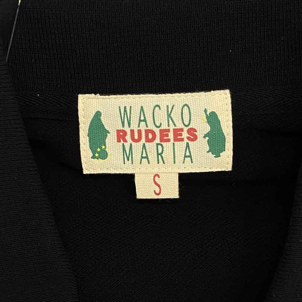 WACKO MARIA ワコマリア S/S POLO SHIRT ハット ハートアイ スカルアップリケ 半袖 ポロシャツ ブラック系 S【中古】