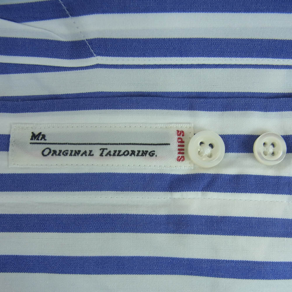 SHIPS シップス 111-11-3953 レギュラーカラー ストライプ 長袖 シャツ コットン 日本製 ブルー系 ホワイト系 39【中古】