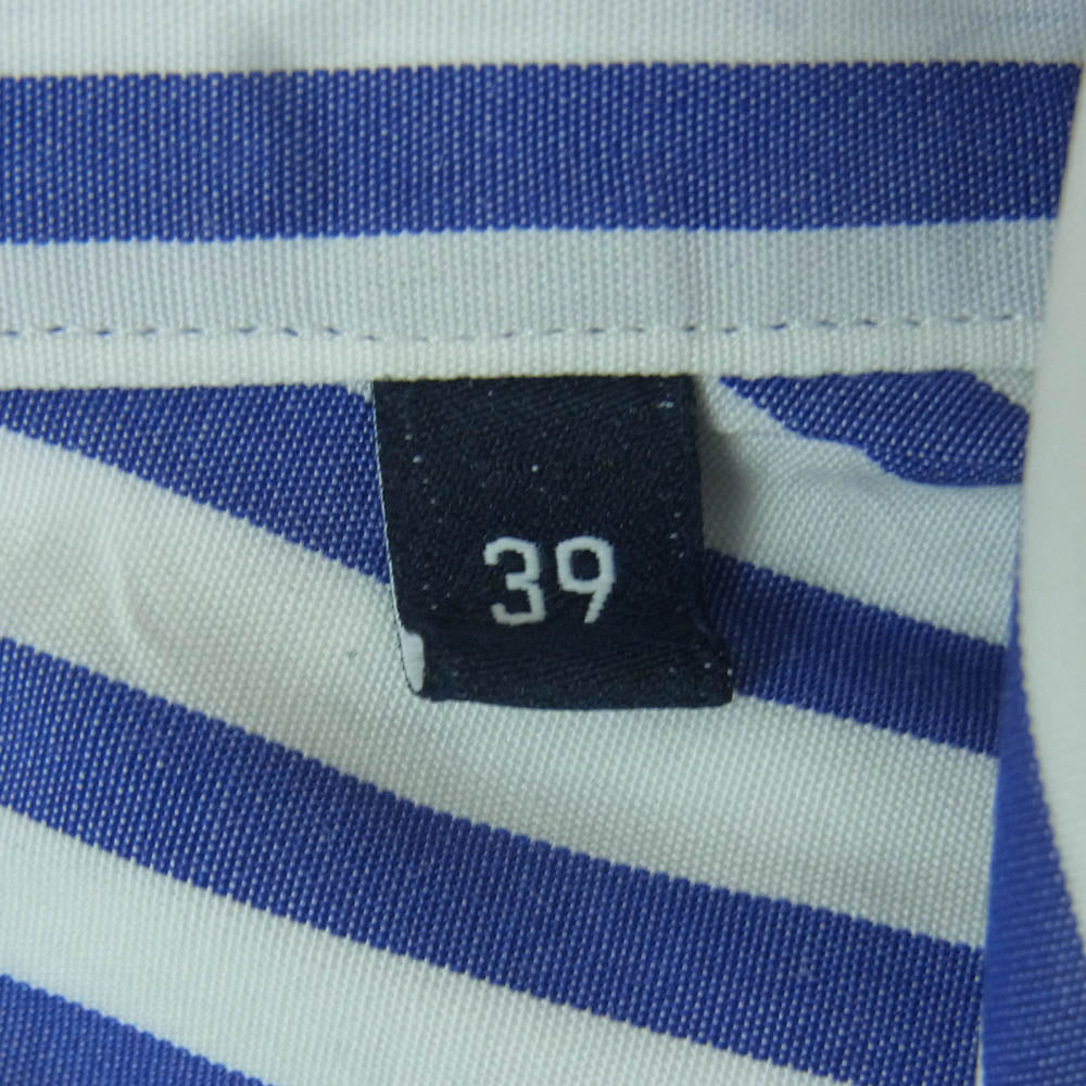 SHIPS シップス 111-11-3953 レギュラーカラー ストライプ 長袖 シャツ コットン 日本製 ブルー系 ホワイト系 39【中古】