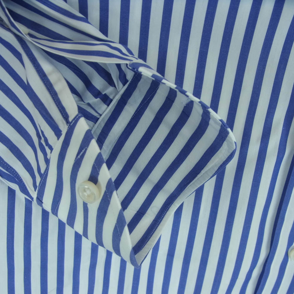 SHIPS シップス 111-11-3953 レギュラーカラー ストライプ 長袖 シャツ コットン 日本製 ブルー系 ホワイト系 39【中古】