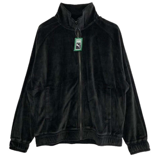 PUMA プーマ RON HERMAN UNDER R ロンハーマン アンダー アール ベルベット ジャージ ブルゾン ジャケット ブラック系 M【極上美品】【中古】