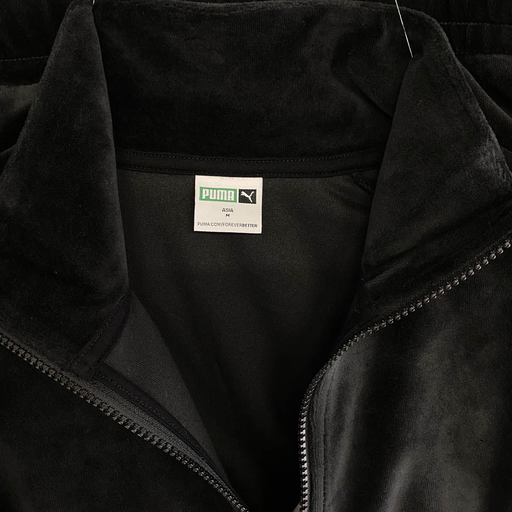PUMA プーマ RON HERMAN UNDER R ロンハーマン アンダー アール ベルベット ジャージ ブルゾン ジャケット ブラック系 M【極上美品】【中古】