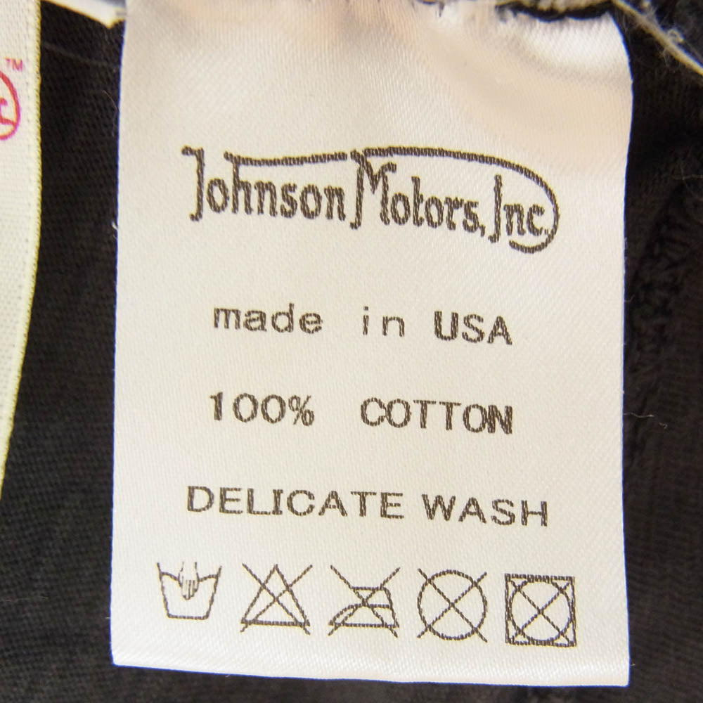 ジョンソンモータース フロント ロゴプリント クルーネック 半袖 Tシャツ ブラック系 XS【中古】