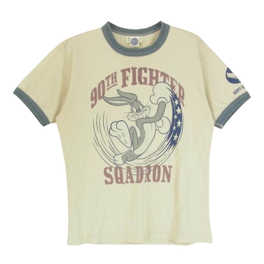 TOY'S McCOY トイズマッコイ MILITARY TEE 90TH FIGHTER SQDN プリント トリム Tシャツ オフホワイト系 S【中古】