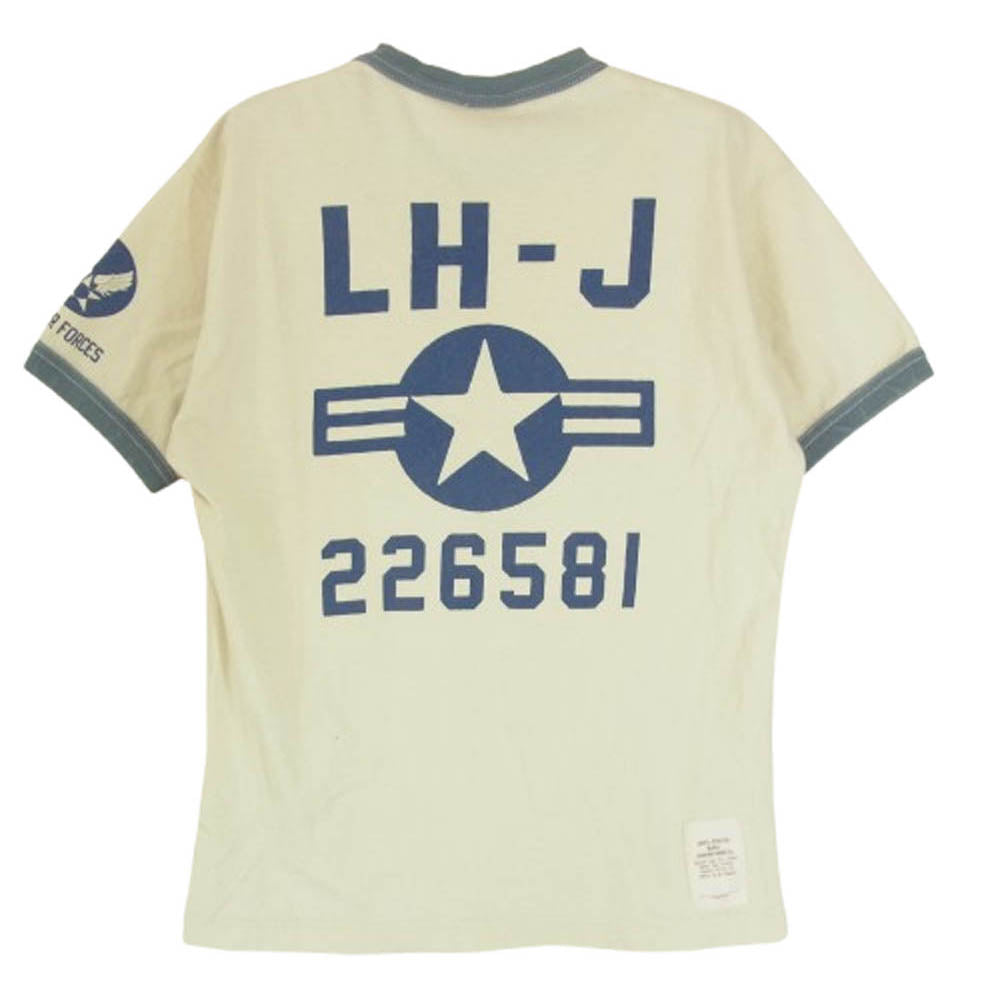 TOY'S McCOY トイズマッコイ MILITARY TEE 90TH FIGHTER SQDN プリント トリム Tシャツ オフホワイト系 S【中古】