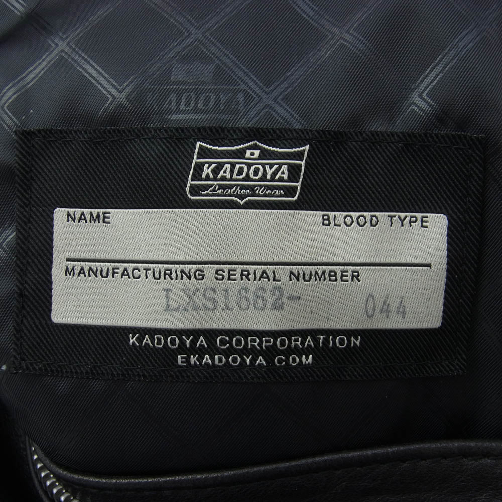 KADOYA カドヤ LXS1662-044 STALLION シングル ライダース ジャケット ブラック系 S【美品】【中古】