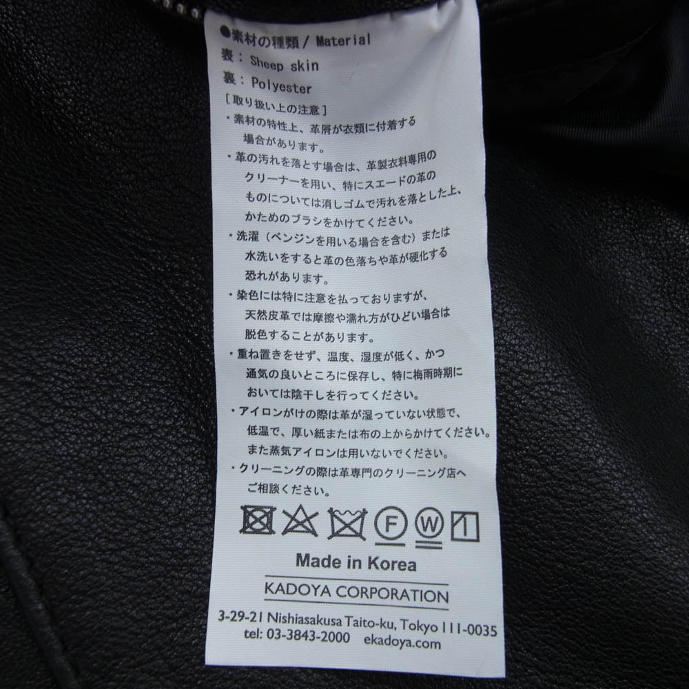 KADOYA カドヤ LXS1662-044 STALLION シングル ライダース ジャケット ブラック系 S【美品】【中古】