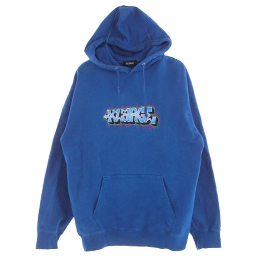 XLARGE エクストララージ 101203012019 EMBROIDERY GRAFFITI HOODED SWEAT プルオーバー フード スウェット パーカー ブルー系 XL【中古】