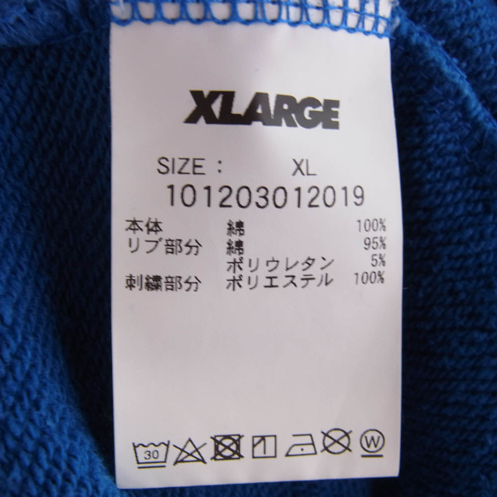 XLARGE エクストララージ 101203012019 EMBROIDERY GRAFFITI HOODED SWEAT プルオーバー フード スウェット パーカー ブルー系 XL【中古】