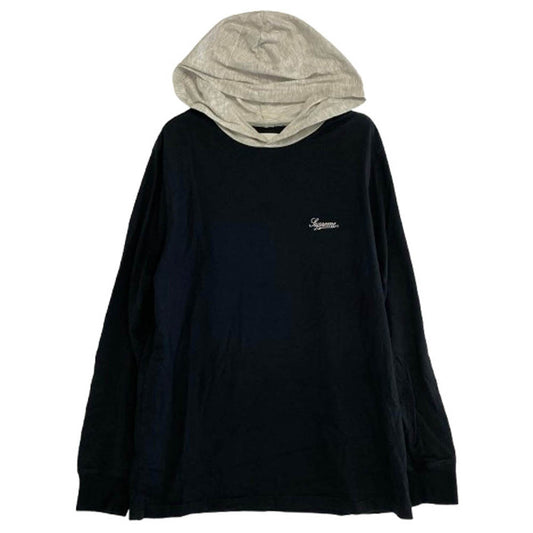 Supreme シュプリーム 17SS Contrast Hooded スクリプトロゴ コントラスト フーディ ブラック系 M【中古】