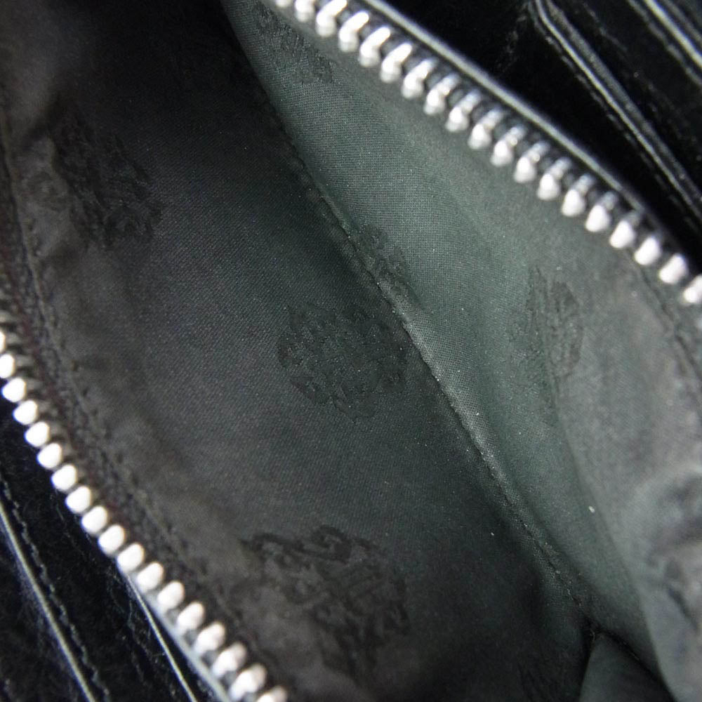 CHROME HEARTS クロムハーツ（原本有） REC F 3 PTCH セメタリー クロスパッチ ダガージップ ラウンドファスナー ウォレット 長財布 ブラック系【中古】
