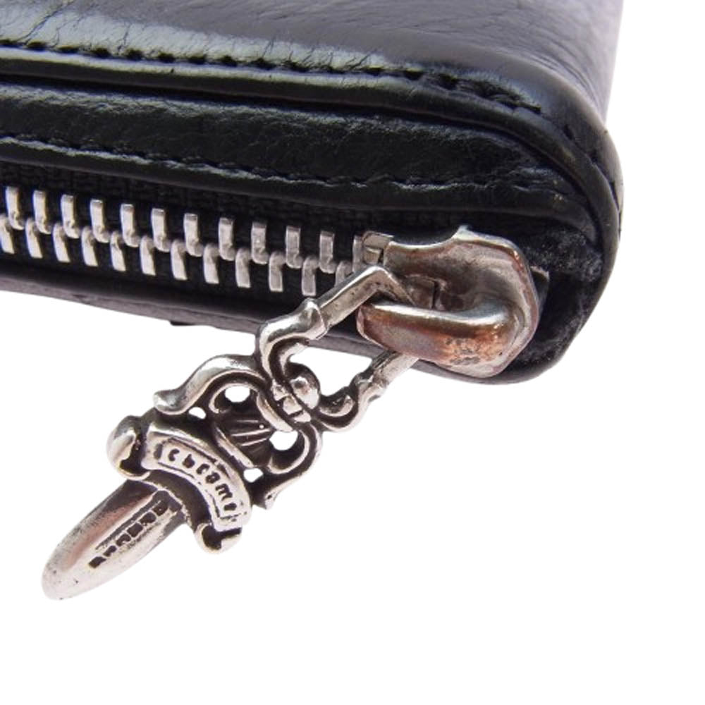 CHROME HEARTS クロムハーツ（原本有） REC F 3 PTCH セメタリー クロスパッチ ダガージップ ラウンドファスナー ウォレット 長財布 ブラック系【中古】