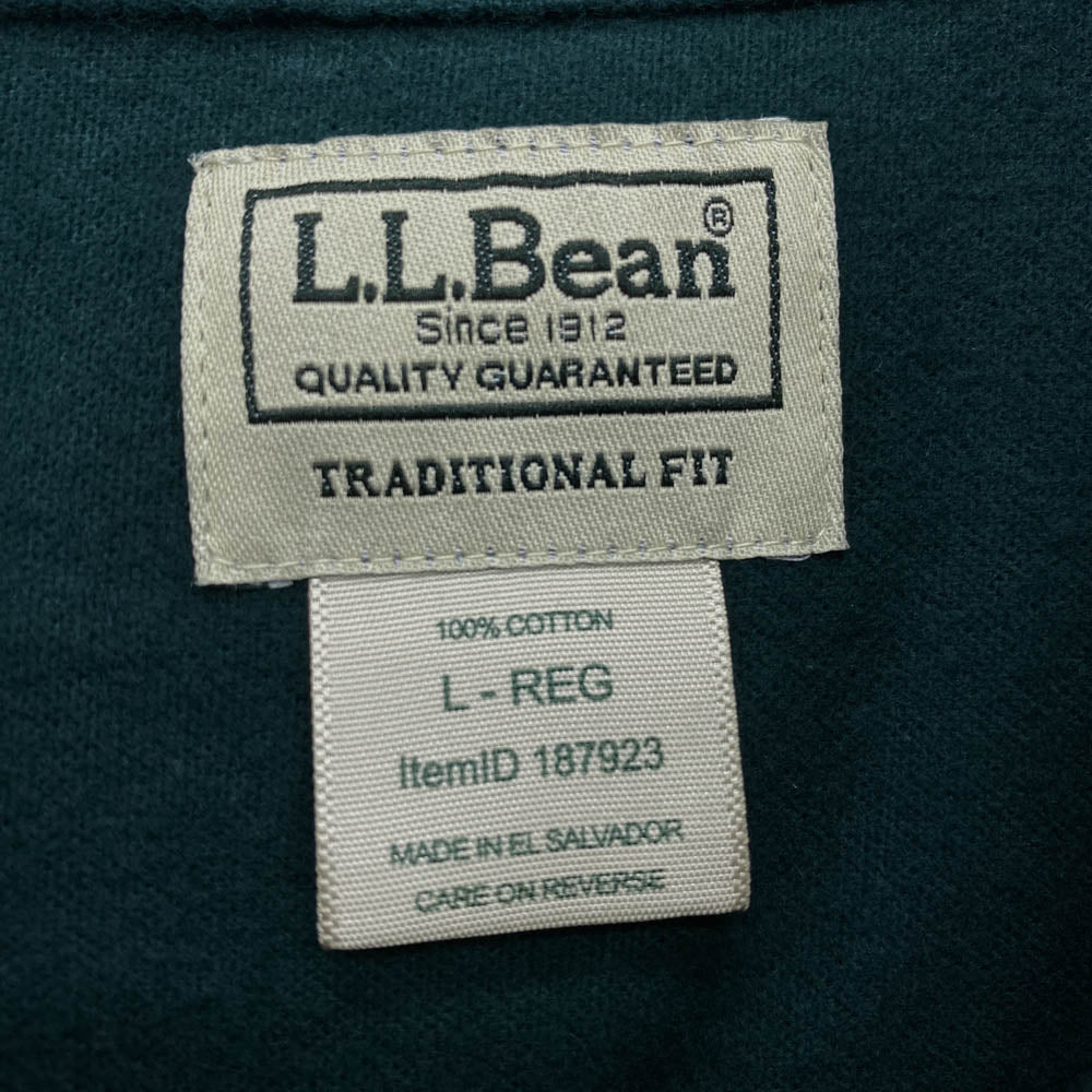 L.L.Bean エルエルビーン シャミー クロス 長袖 シャツ グリーン系 L【中古】