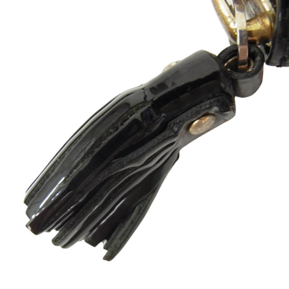 Anya Hindmarch アニヤ・ハインドマーチ リボンプレート エナメル マルチ パスポートケース ブラック系【中古】