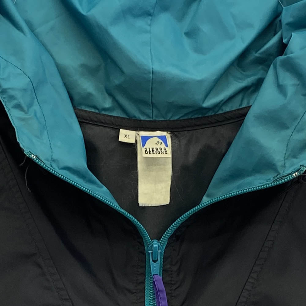 SIERRA DESIGNS シエラデザイン 90s ヴィンテージ 3本木タグ アノラック パーカー パッカブル ナイロン ジャケット ブラック系 XL【中古】