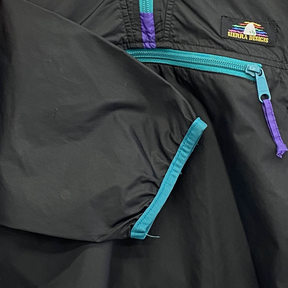 SIERRA DESIGNS シエラデザイン 90s ヴィンテージ 3本木タグ アノラック パーカー パッカブル ナイロン ジャケット ブラック系 XL【中古】