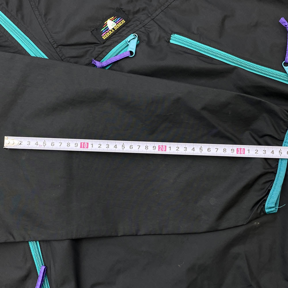 SIERRA DESIGNS シエラデザイン 90s ヴィンテージ 3本木タグ アノラック パーカー パッカブル ナイロン ジャケット ブラック系 XL【中古】