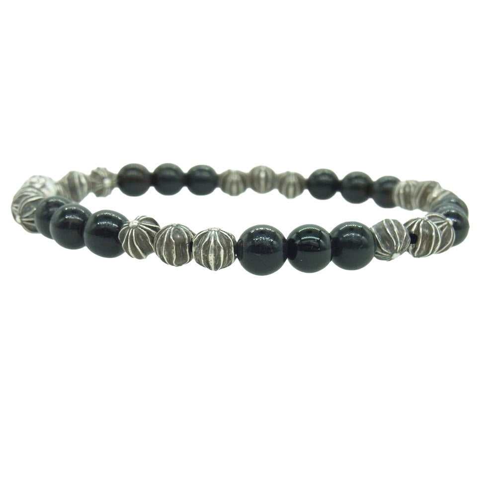 CHROME HEARTS クロムハーツ（原本無） 6mm BEAD BEAD17 クロスボール シルバーパーツ19個 オニキス ビーズ ブレスレット ブラック系【中古】