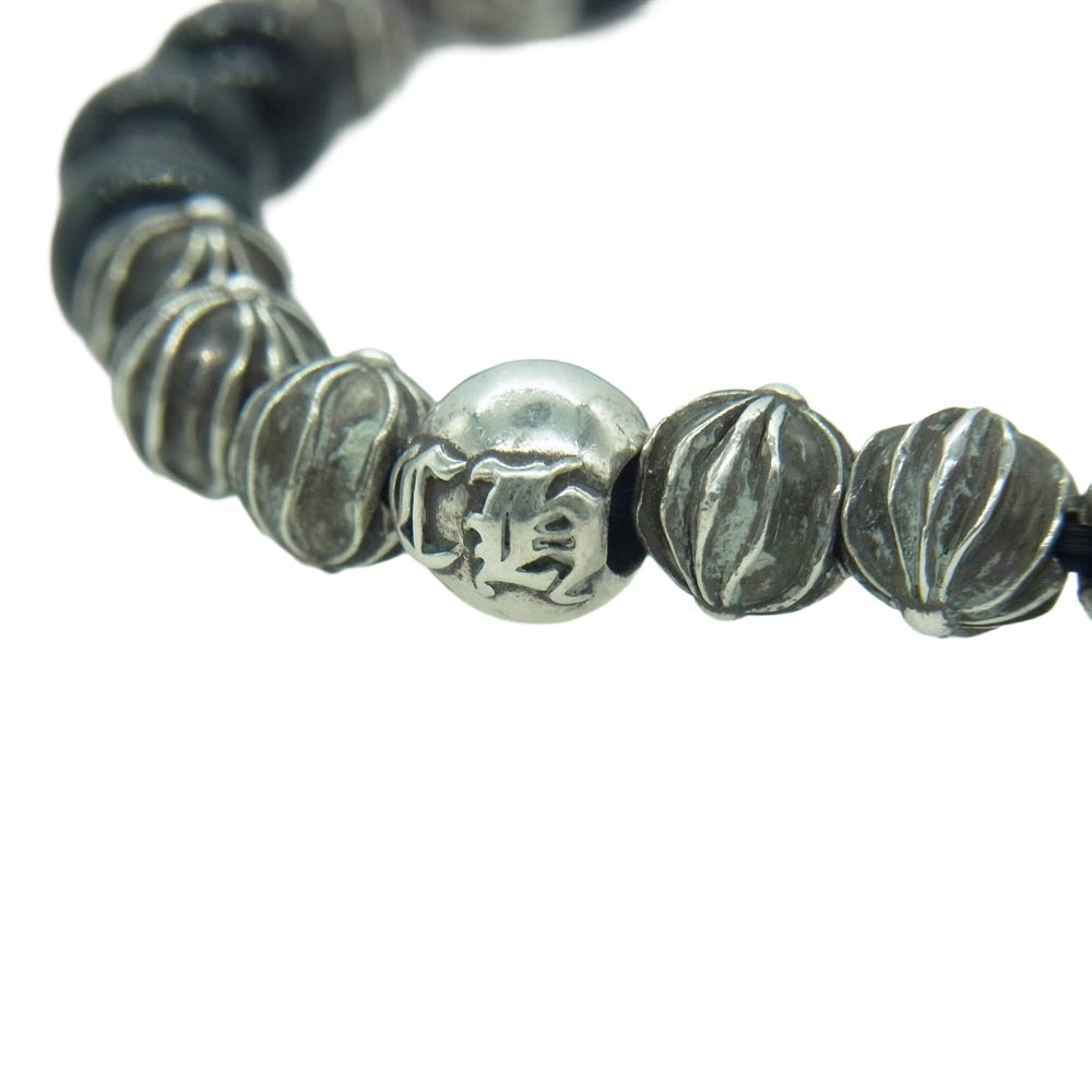CHROME HEARTS クロムハーツ（原本無） 6mm BEAD BEAD17 クロスボール シルバーパーツ19個 オニキス ビーズ ブレスレット ブラック系【中古】