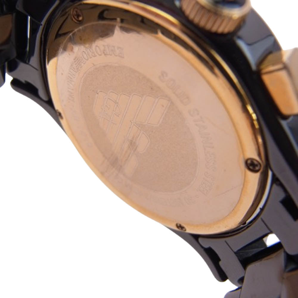 Emporio Armani エンポリオ・アルマーニ AR1410 ブラックダイヤル ローズゴールド ウォッチ クォーツ 腕時計 ブラック系【中古】