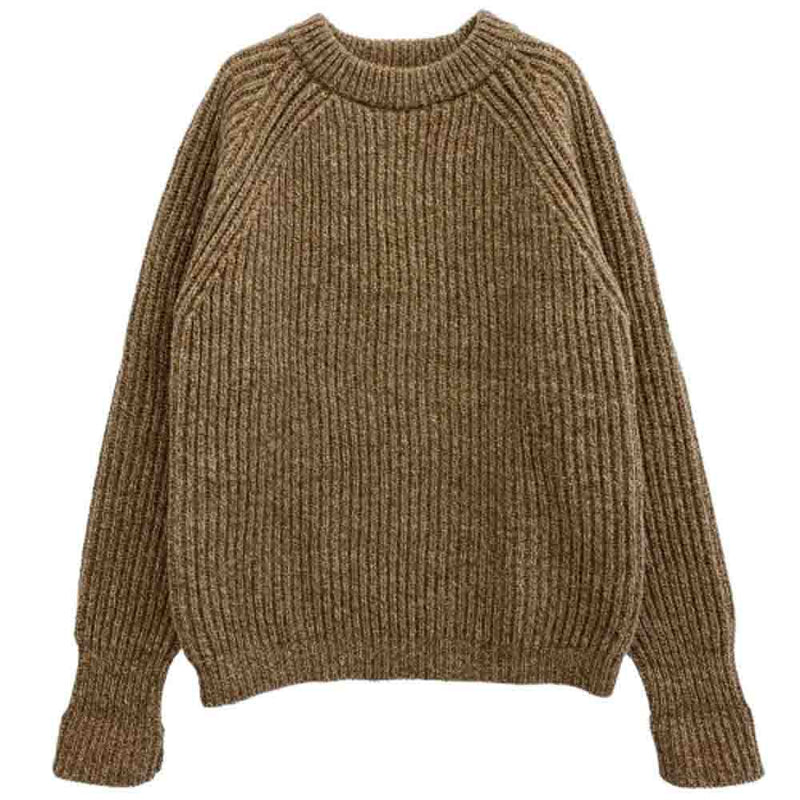 BONCOURA ボンクラ Wool Fisher Man Sweater Knit フィッシャーマン ウール プルオーバー ニット ブラウン系 38【中古】