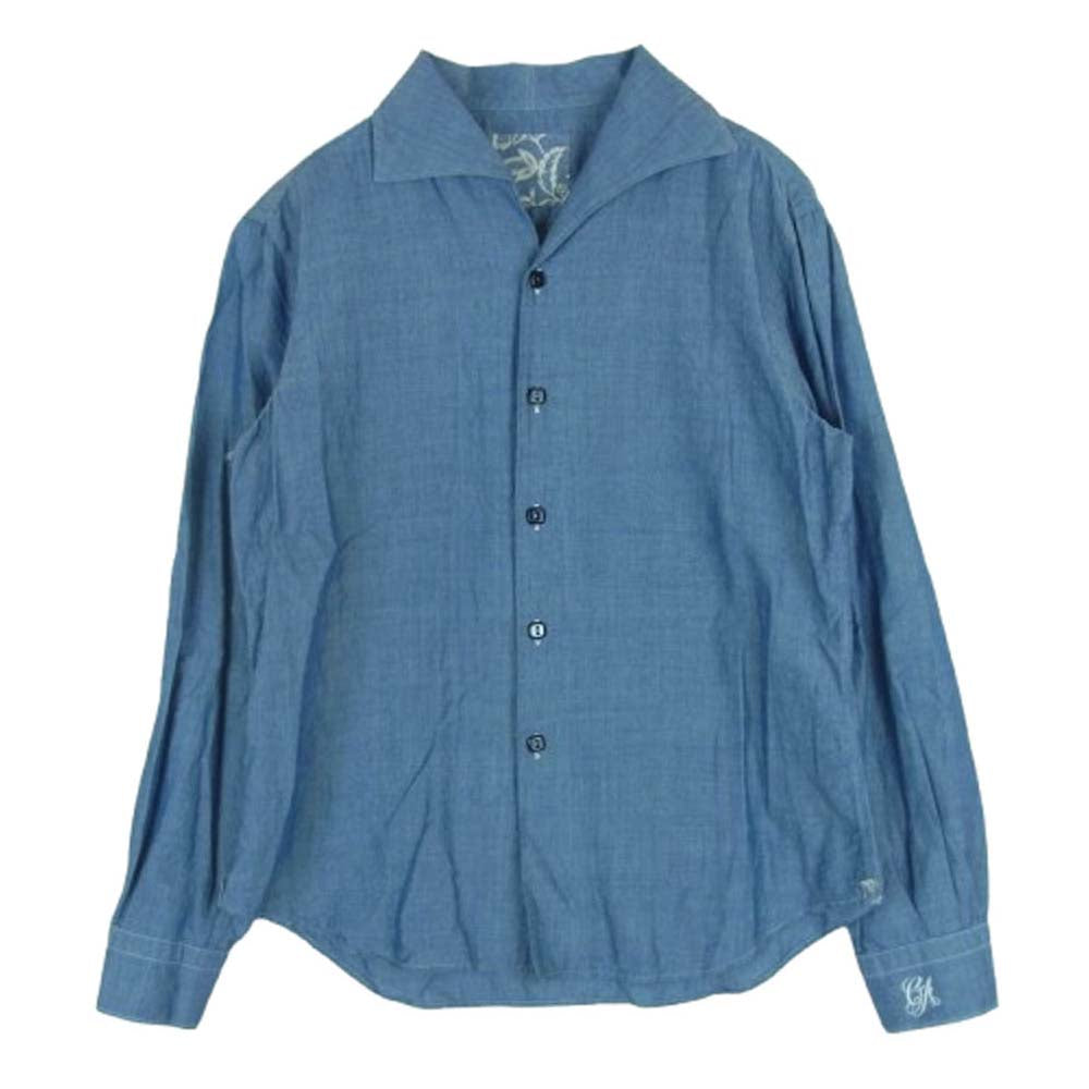 GIORGIO ARMANI ジョルジオアルマーニ オープンカラー 長袖 シャツ ブルー系 サイズ表記なし【中古】